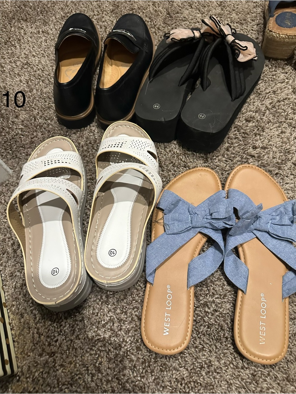 West Loop Blue Bow Slide Sandals for Women